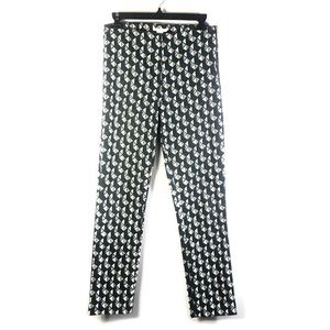 H&M Green & White Geometric Triangle Cropped Pants